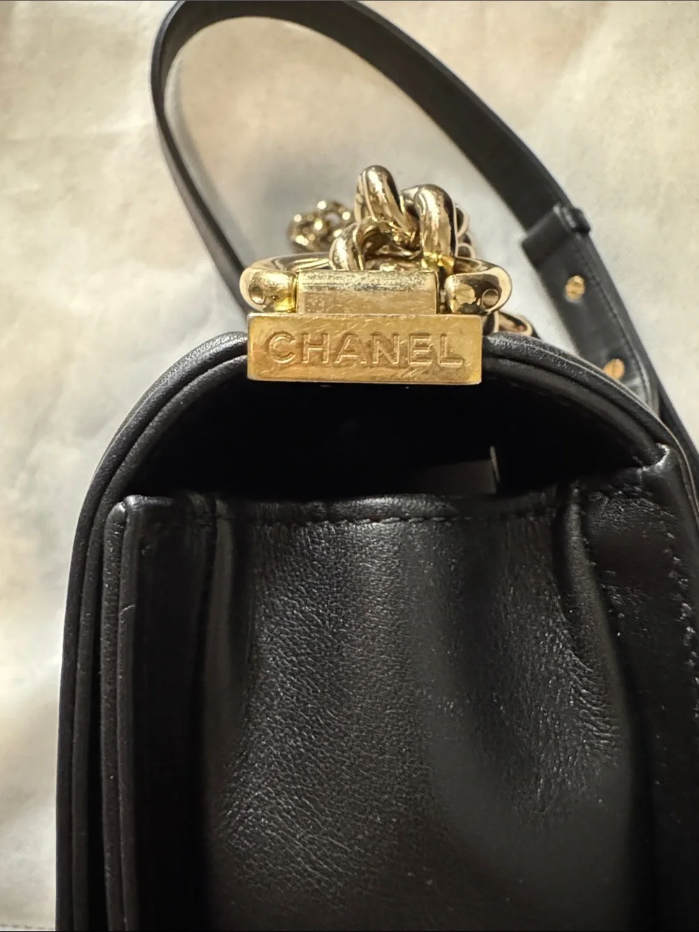 Chanel Chevron Leather Small Boy Bag